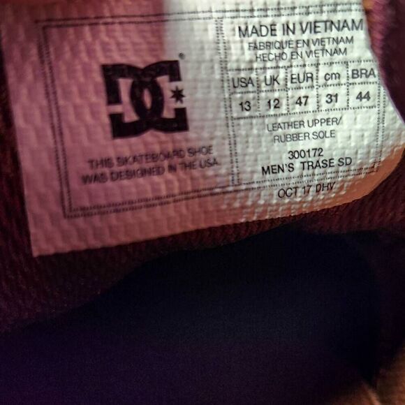 DC Skateboard Shoe 300172 BURGUNDY SUEDE   MEN size 13 - Picture 4 of 7